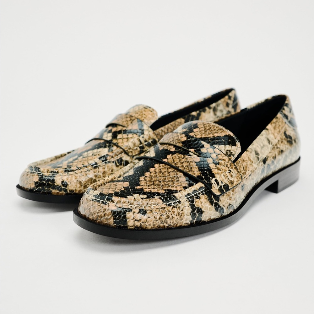 Zara Snake Print Loafers